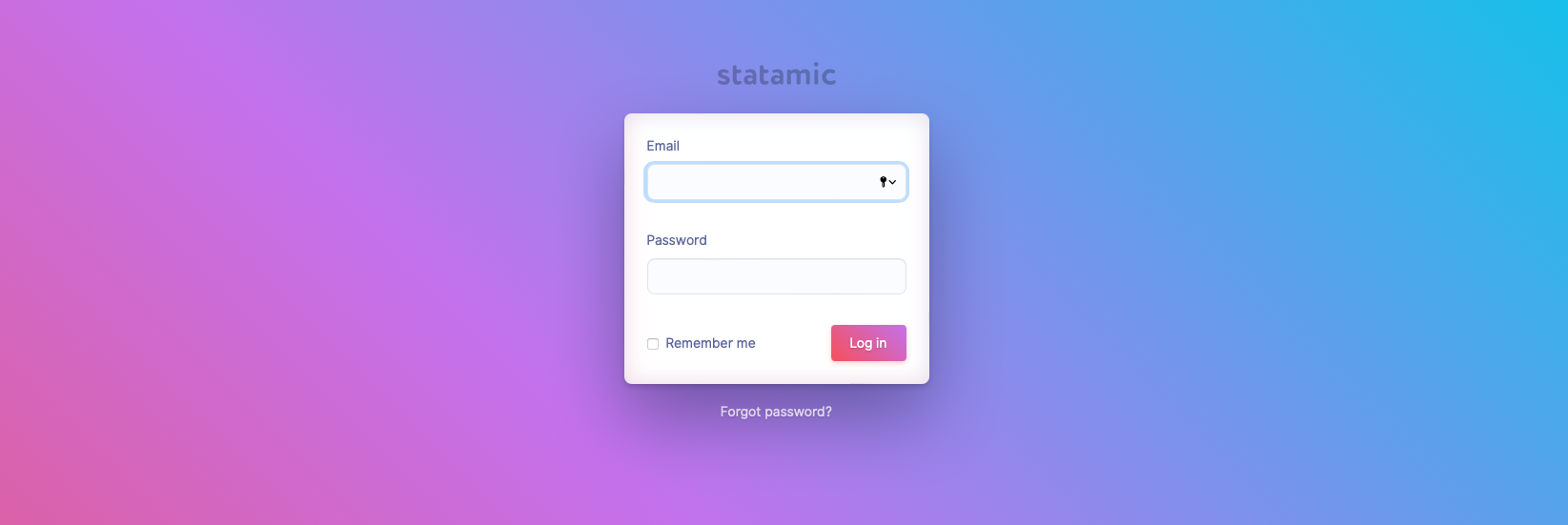 statamic login screenshot