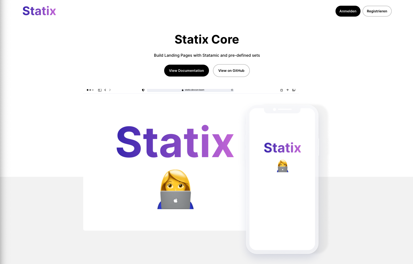 statix home header section screenshot